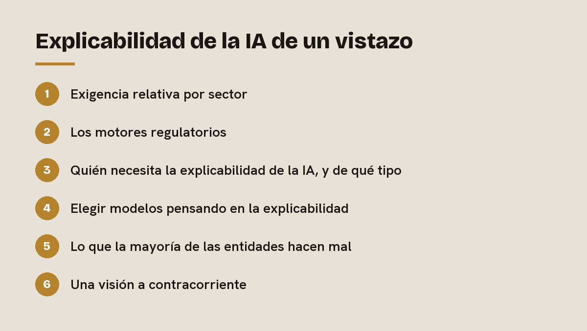 Explicabilidad de la IA de un vistazo: esquema de las 6 secciones de esta respuesta