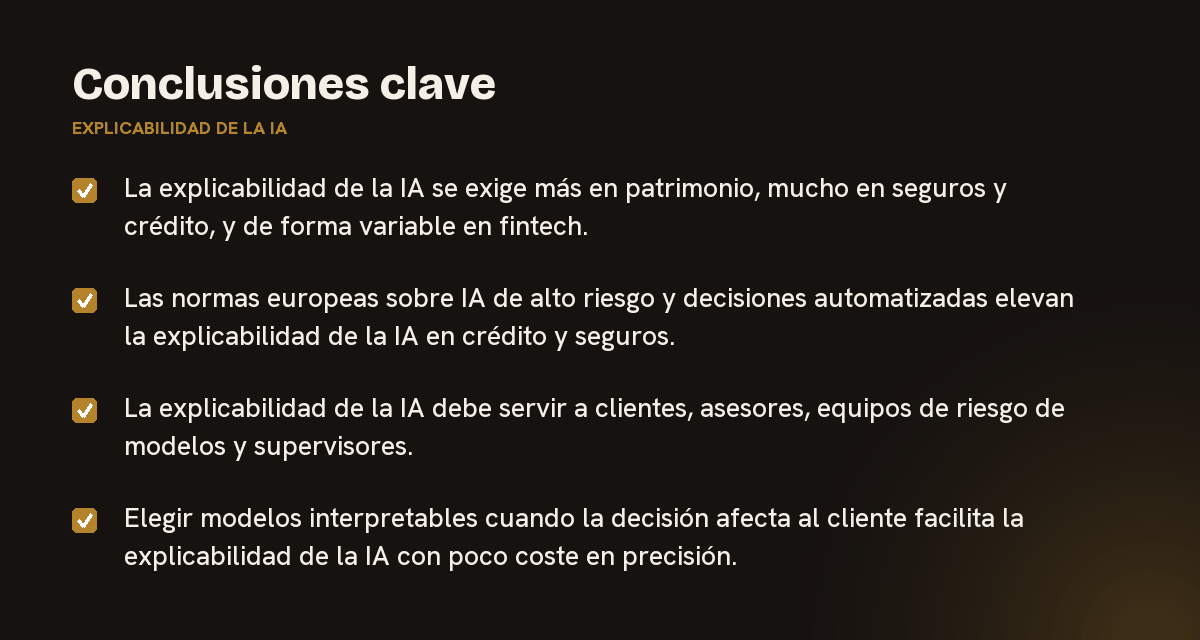 Conclusiones clave sobre explicabilidad de la IA, resumidas en 4 puntos
