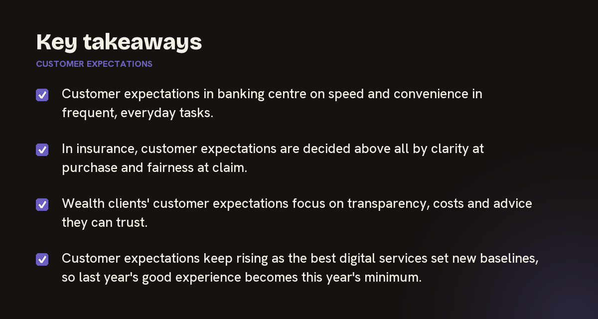 Key takeaways on customer expectations, summarised in 4 points