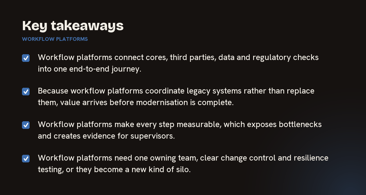 Key takeaways on workflow platforms, summarised in 4 points