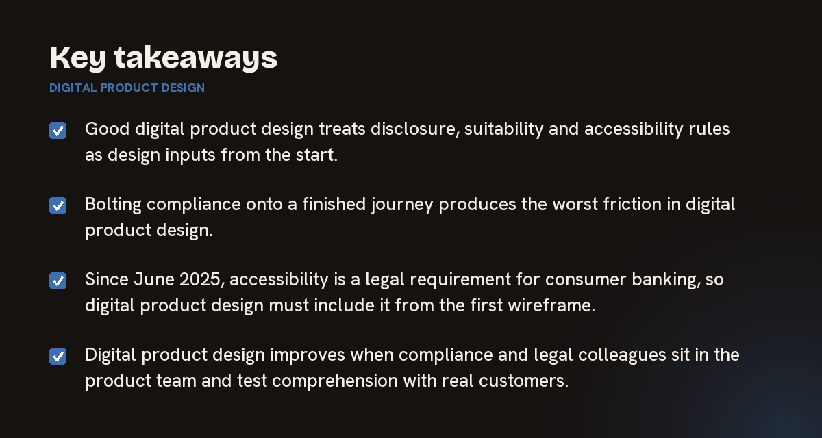 Key takeaways on digital product design, summarised in 4 points