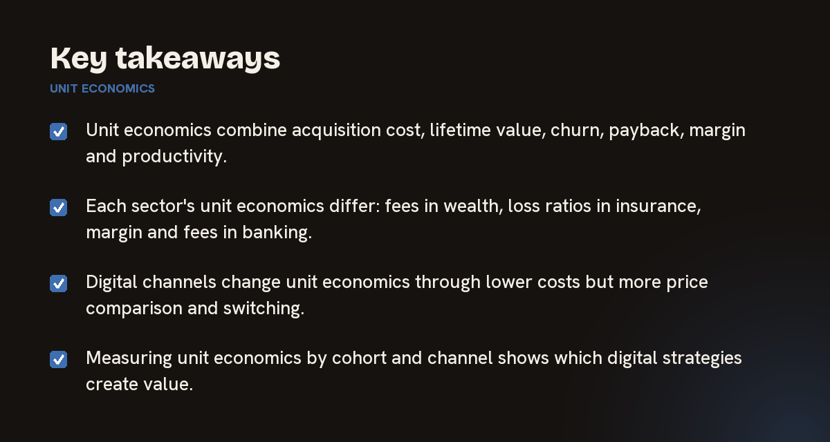 Key takeaways on unit economics, summarised in 4 points
