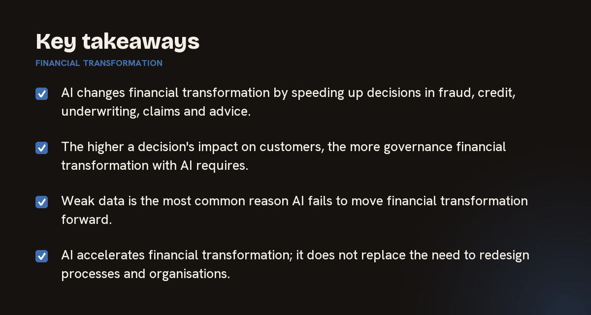 Key takeaways on financial transformation, summarised in 4 points