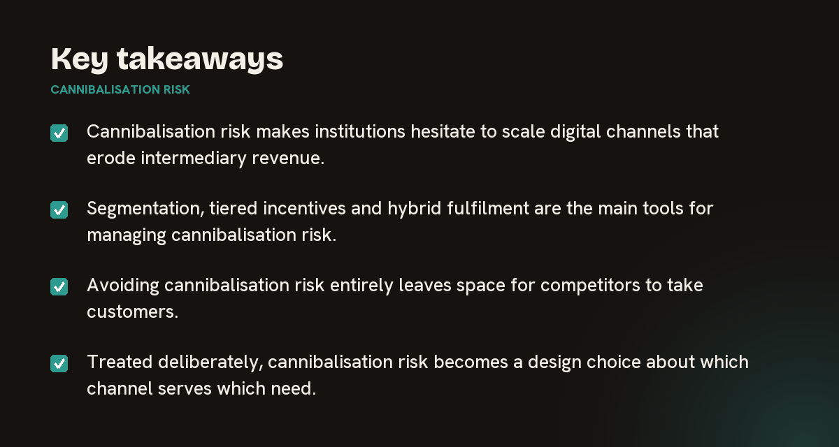 Key takeaways on cannibalisation risk, summarised in 4 points