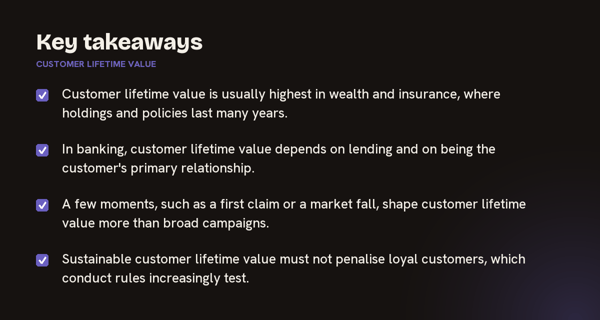 Key takeaways on customer lifetime value, summarised in 4 points