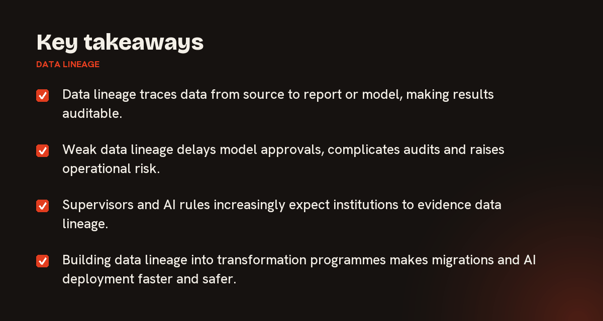 Key takeaways on data lineage, summarised in 4 points