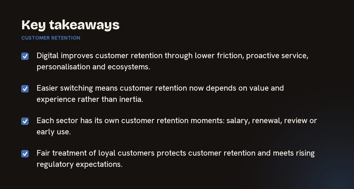 Key takeaways on customer retention, summarised in 4 points