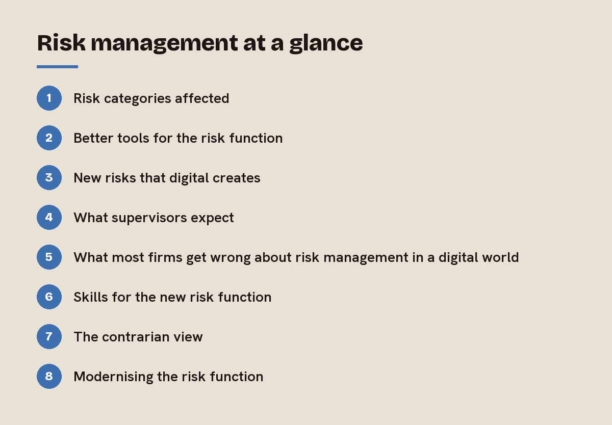 Risk management at a glance: outline of the 8 sections in this answer