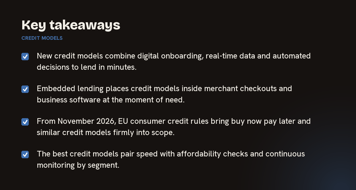 Key takeaways on credit models, summarised in 4 points