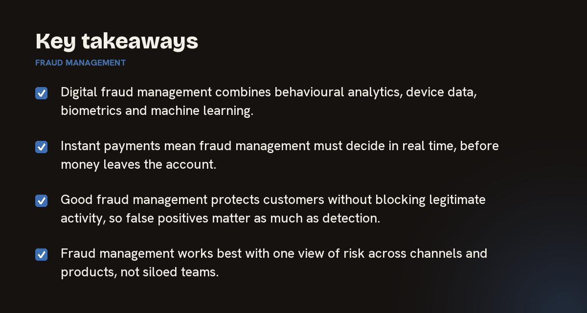 Key takeaways on fraud management, summarised in 4 points