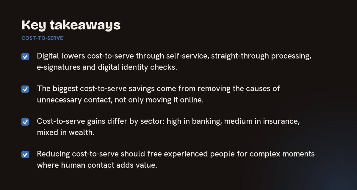 Key takeaways on cost-to-serve, summarised in 4 points