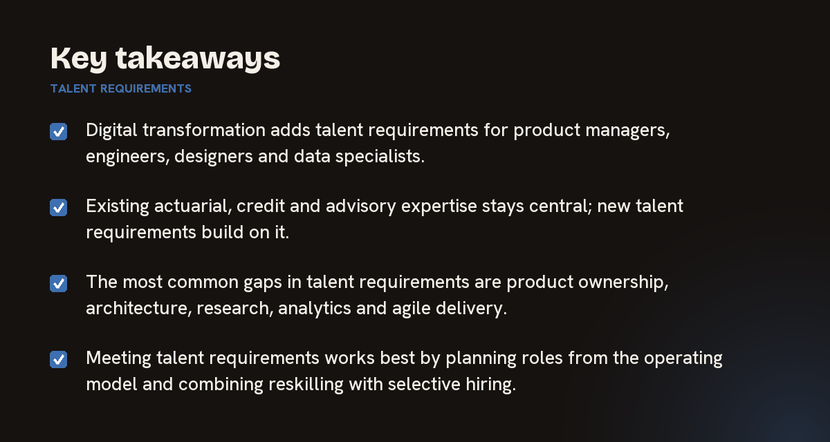 Key takeaways on talent requirements, summarised in 4 points