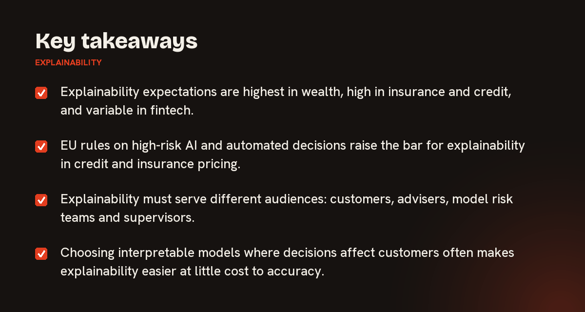 Key takeaways on explainability, summarised in 4 points