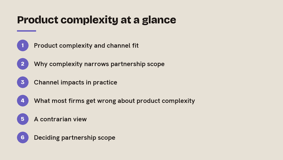 Product complexity at a glance: outline of the 6 sections in this answer