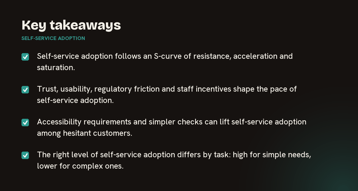 Key takeaways on self-service adoption, summarised in 4 points