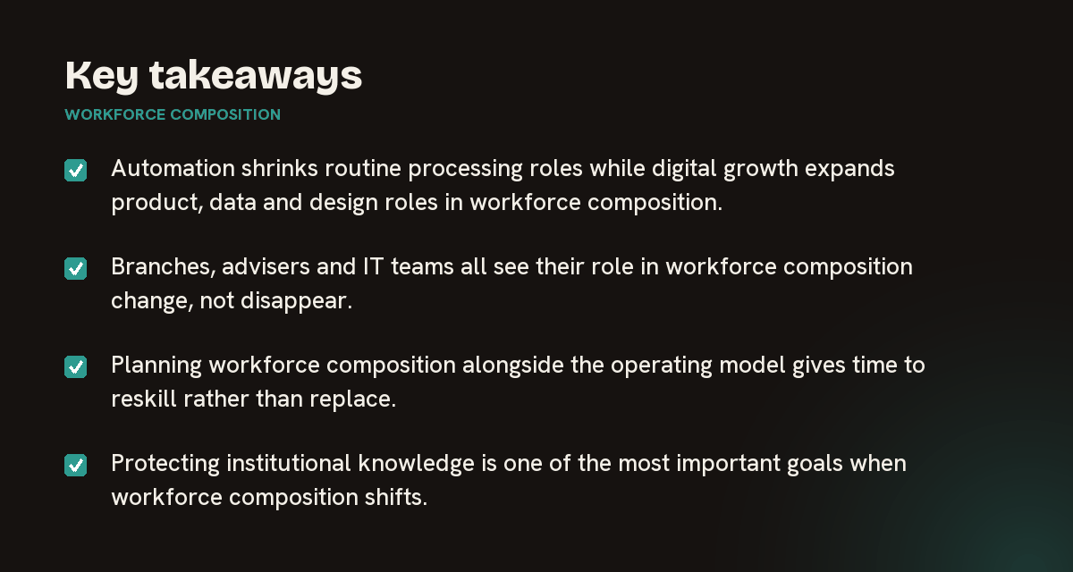 Key takeaways on workforce composition, summarised in 4 points