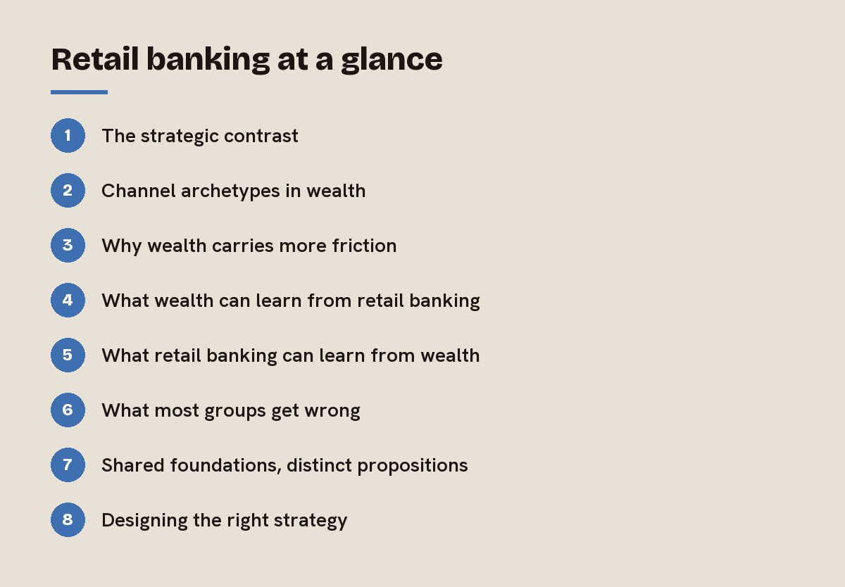 Retail banking at a glance: outline of the 8 sections in this answer