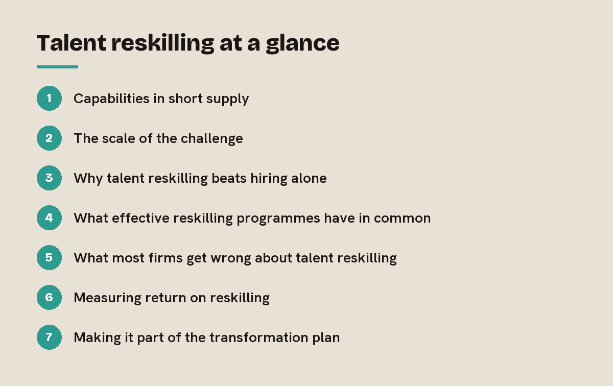 Talent reskilling at a glance: outline of the 7 sections in this answer