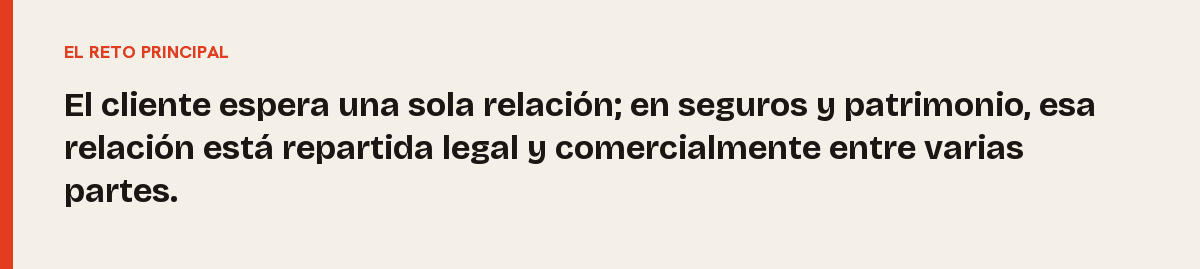 Omnicanalidad, el reto principal: El cliente espera una sola relación; en seguros y patrimonio, esa relación está repartida legal y comercialmente entre varias partes.