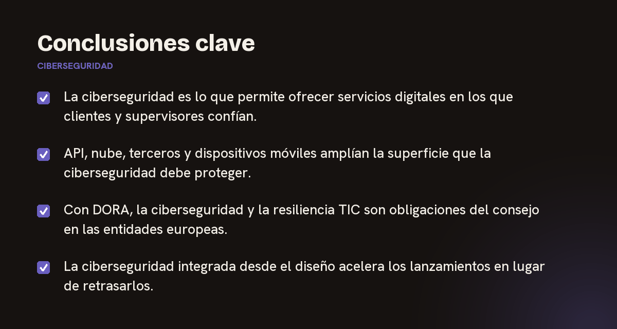 Conclusiones clave sobre ciberseguridad, resumidas en 4 puntos