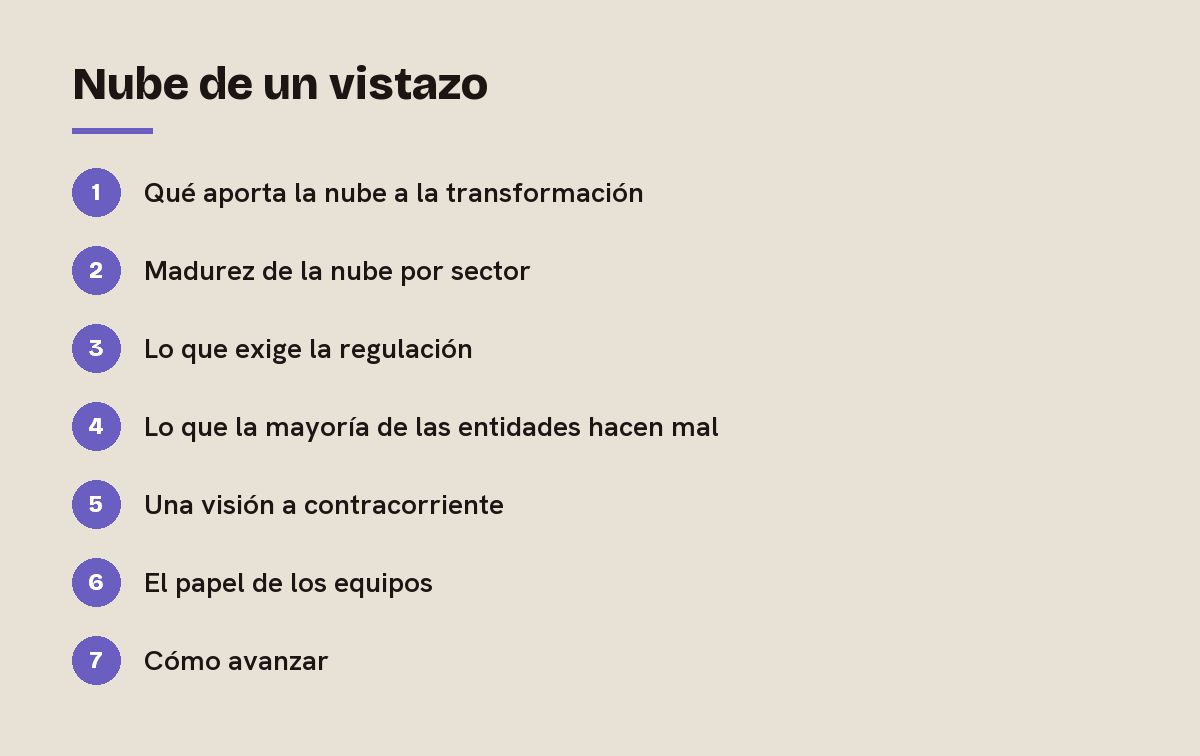Nube de un vistazo: esquema de las 7 secciones de esta respuesta