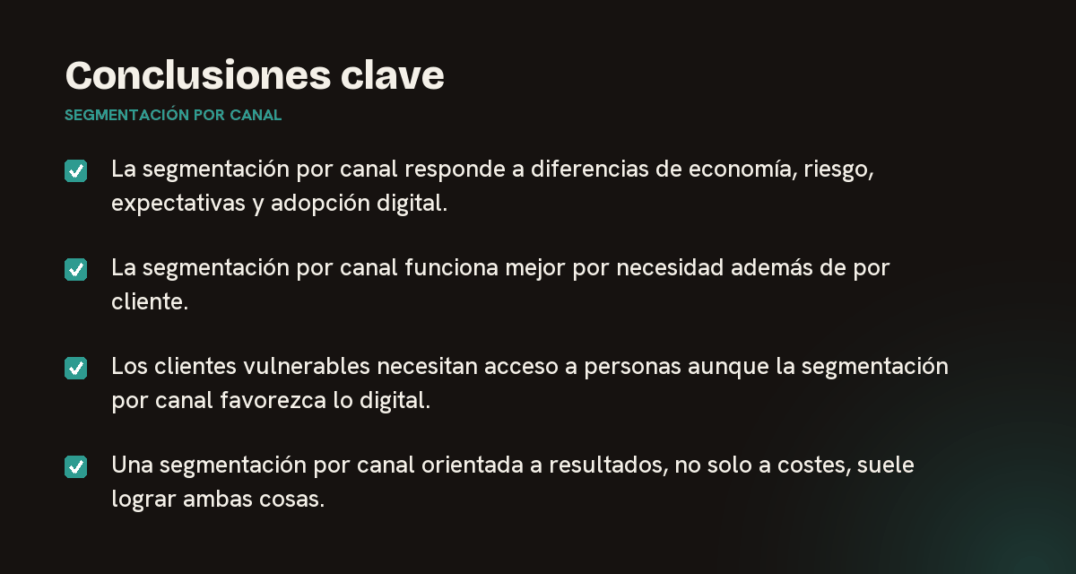 Conclusiones clave sobre segmentación por canal, resumidas en 4 puntos