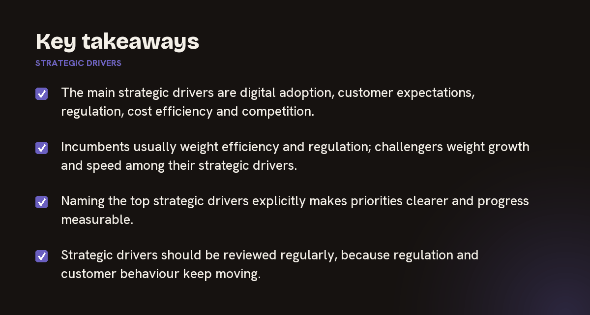 Key takeaways on strategic drivers, summarised in 4 points
