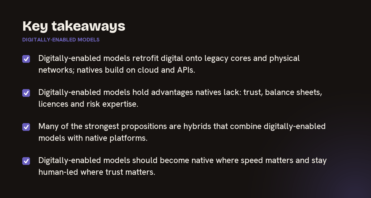 Key takeaways on digitally-enabled models, summarised in 4 points