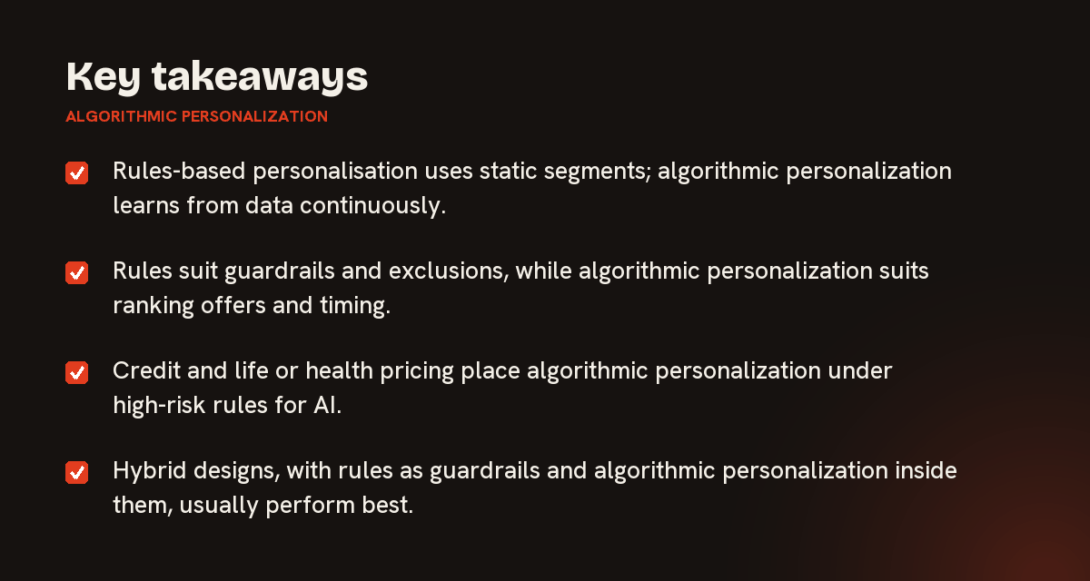 Key takeaways on algorithmic personalization, summarised in 4 points
