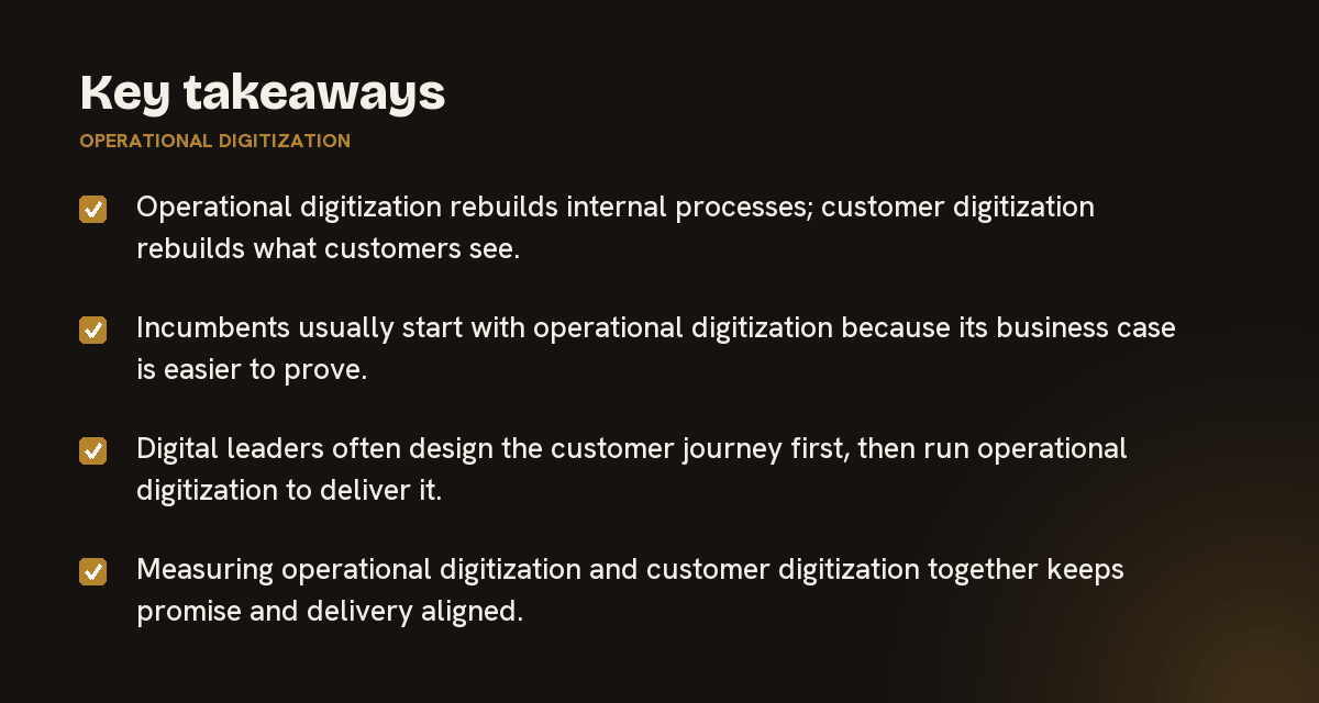 Key takeaways on operational digitization, summarised in 4 points