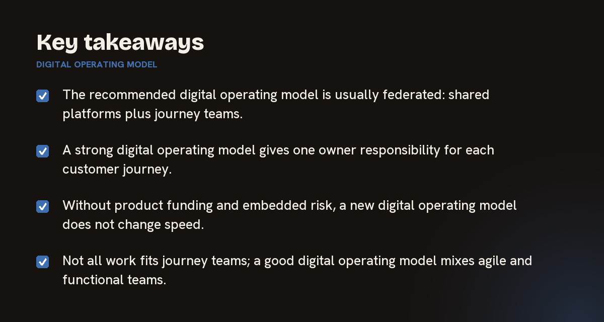 Key takeaways on digital operating model, summarised in 4 points