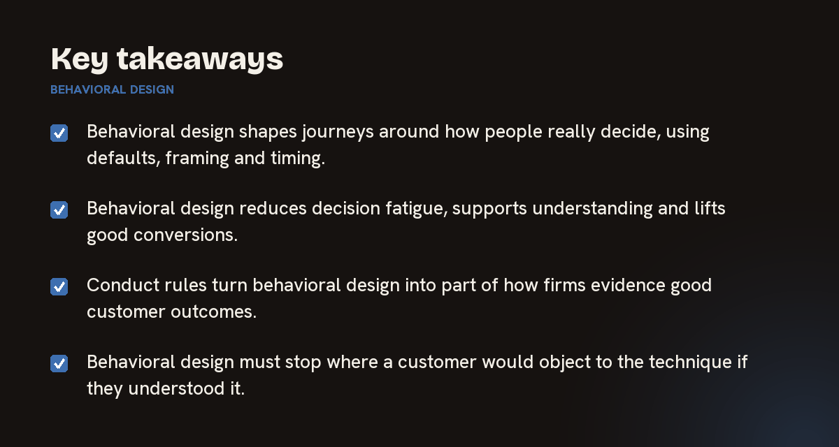 Key takeaways on behavioral design, summarised in 4 points