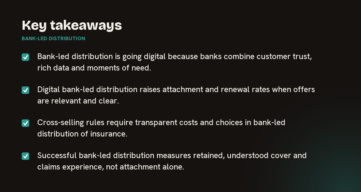Key takeaways on bank-led distribution, summarised in 4 points