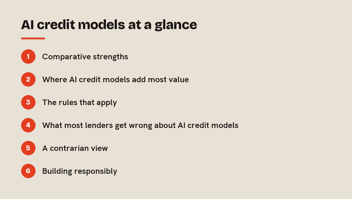 AI credit models at a glance: outline of the 6 sections in this answer