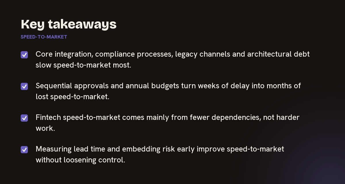 Key takeaways on speed-to-market, summarised in 4 points
