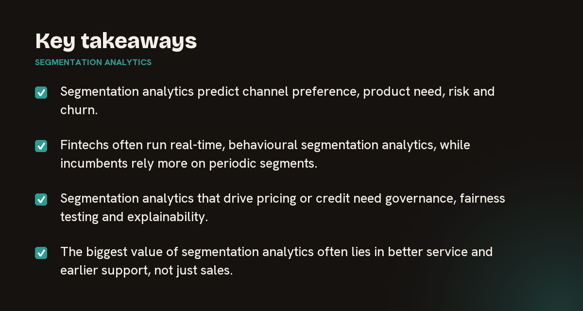 Key takeaways on segmentation analytics, summarised in 4 points