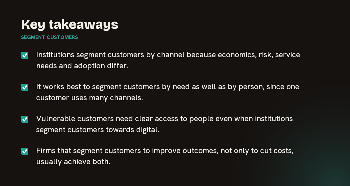 Key takeaways on segment customers, summarised in 4 points