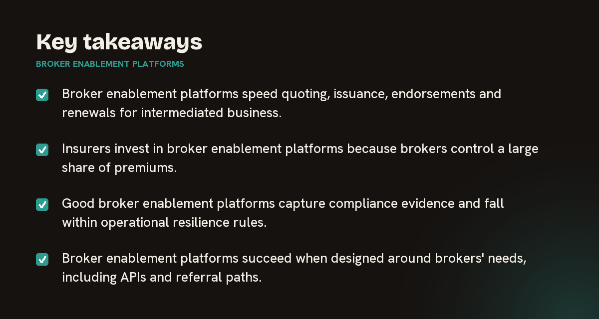 Key takeaways on broker enablement platforms, summarised in 4 points