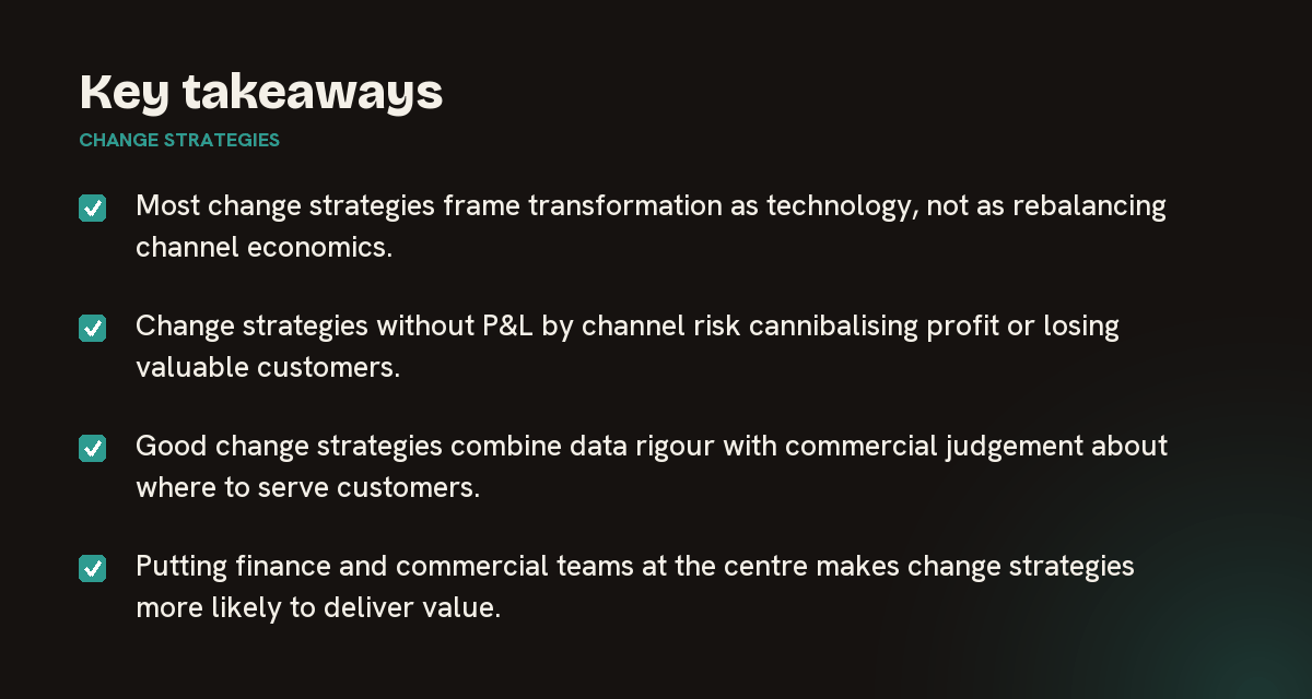 Key takeaways on change strategies, summarised in 4 points