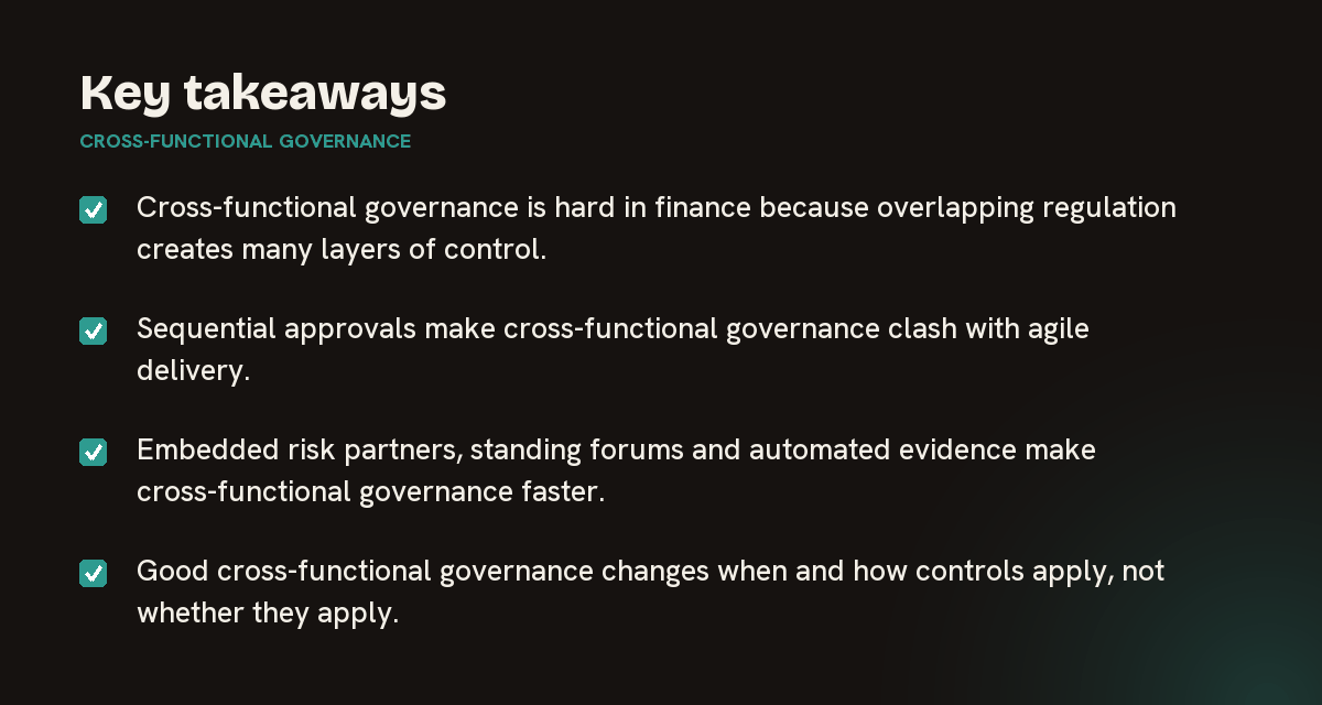 Key takeaways on cross-functional governance, summarised in 4 points