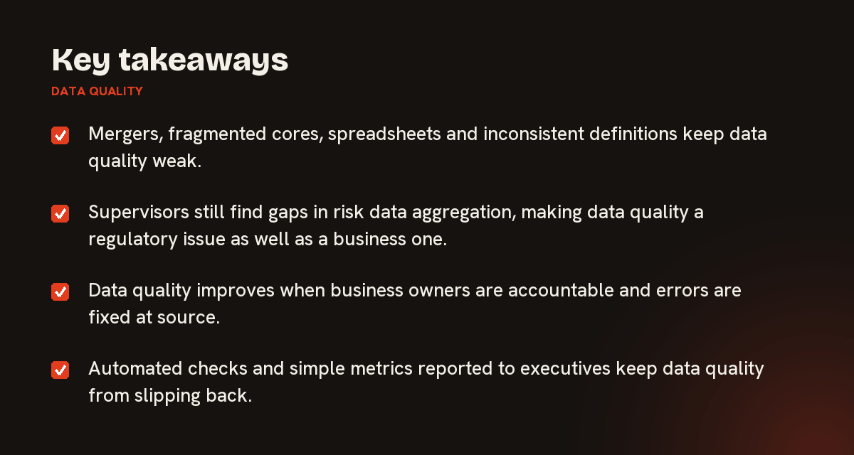 Key takeaways on data quality, summarised in 4 points