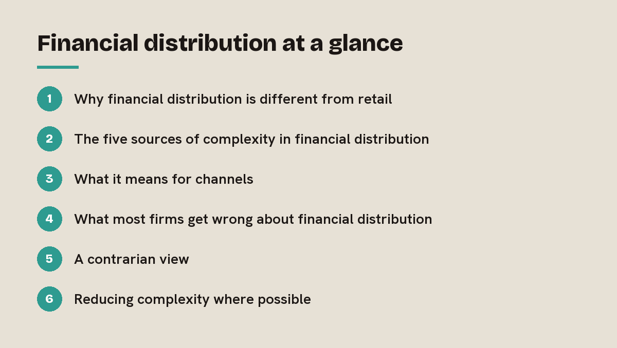 Financial distribution at a glance: outline of the 6 sections in this answer
